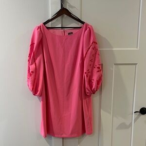 Vince Camuto Vibrant Pink shift dress with cut out sleeves, spring/Easter